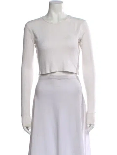 Pre-owned Éterne Crew Neck Long Sleeve Crop Top In Neutral