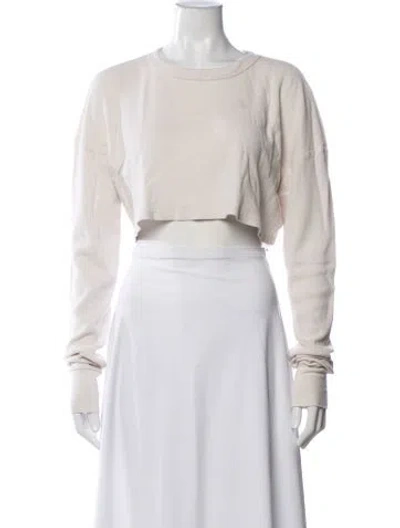 Pre-owned Éterne Crew Neck Long Sleeve Crop Top In Neutrals