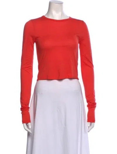 Pre-owned Éterne Crew Neck Long Sleeve Crop Top In Orange