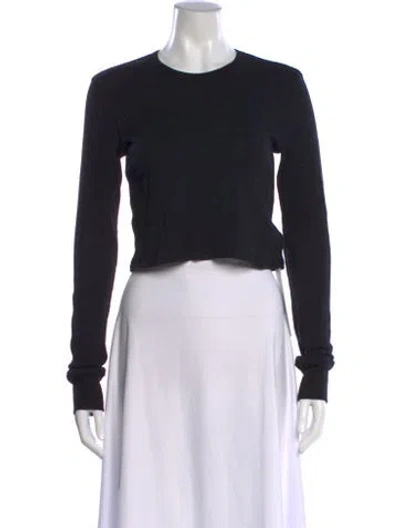 Pre-owned Éterne Crew Neck Long Sleeve Crop Top W/ Tags In Black