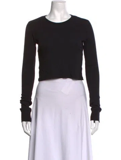 Pre-owned Éterne Crew Neck Long Sleeve Crop Top W/ Tags In Black