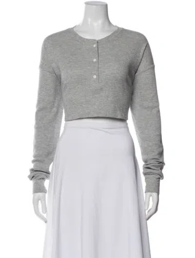 Pre-owned Éterne Crew Neck Long Sleeve Crop Top W/ Tags In Gray