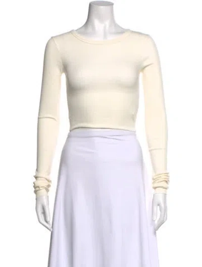 Pre-owned Éterne Crew Neck Long Sleeve Crop Top W/ Tags In Neutral