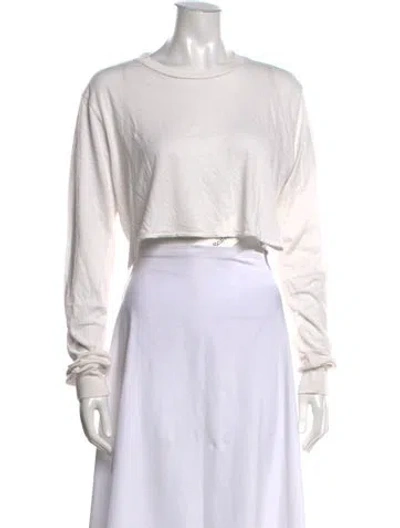 Pre-owned Éterne Crew Neck Long Sleeve Crop Top W/ Tags In White