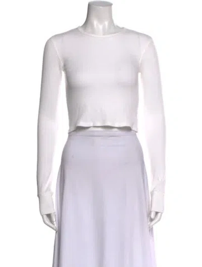 Pre-owned Éterne Crew Neck Long Sleeve Crop Top In White