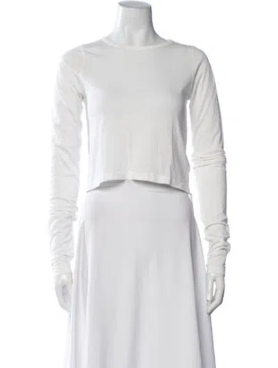 Pre-owned Éterne Crew Neck Long Sleeve Crop Top In White