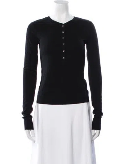 Pre-owned Éterne Crew Neck Long Sleeve Polo In Black