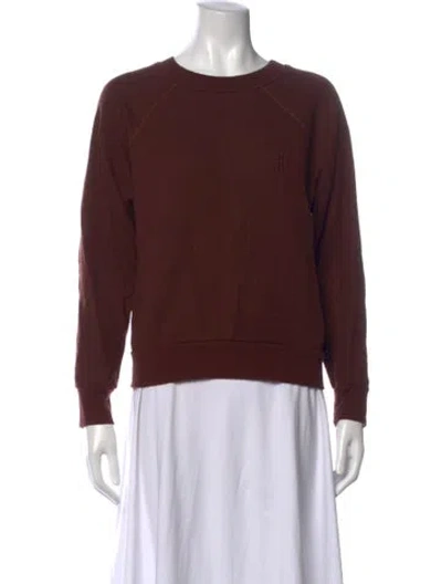 Pre-owned Éterne Crew Neck Long Sleeve Sweatshirt In Brown/burgundy