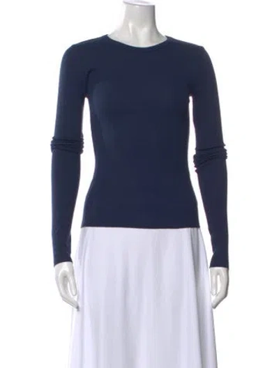 Pre-owned Éterne Crew Neck Long Sleeve Top In Blue