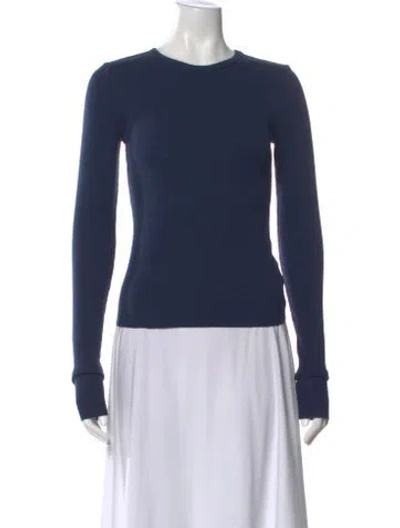 Pre-owned Éterne Crew Neck Long Sleeve Top In Blue