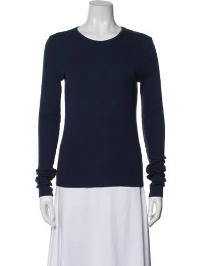 Pre-owned Éterne Crew Neck Long Sleeve Top In Blue