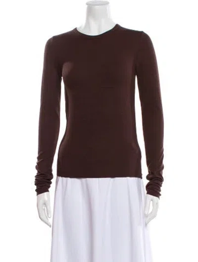 Pre-owned Éterne Crew Neck Long Sleeve Top In Brown
