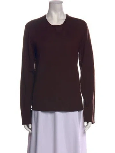 Pre-owned Éterne Crew Neck Long Sleeve Top In Brown