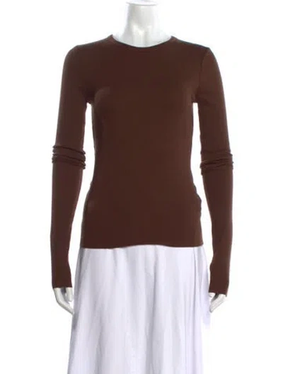 Pre-owned Éterne Crew Neck Long Sleeve Top In Brown