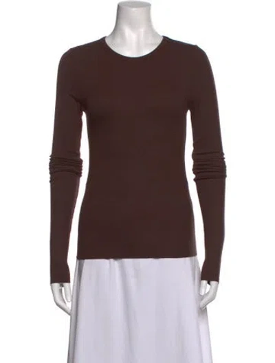 Pre-owned Éterne Crew Neck Long Sleeve Top In Brown