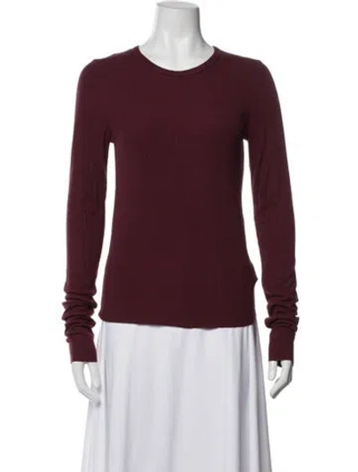 Pre-owned Éterne Crew Neck Long Sleeve Top In Burgundy