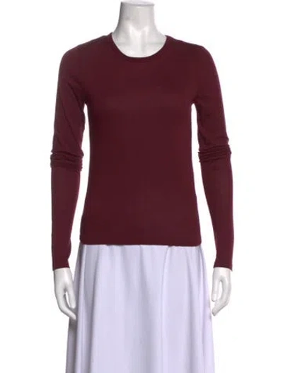 Pre-owned Éterne Crew Neck Long Sleeve Top In Burgundy