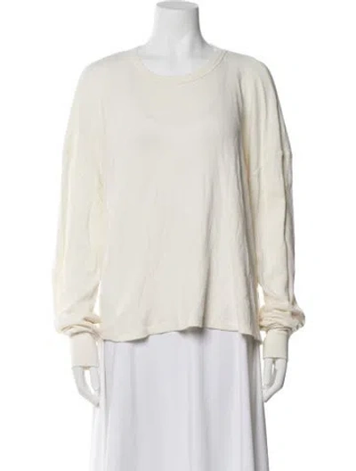 Pre-owned Éterne Crew Neck Long Sleeve Top In White
