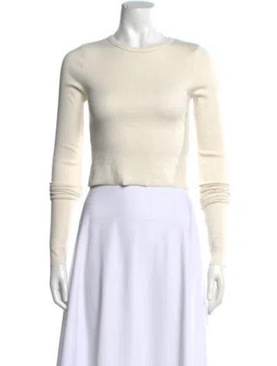 Pre-owned Éterne Crew Neck Long Sleeve Top In White
