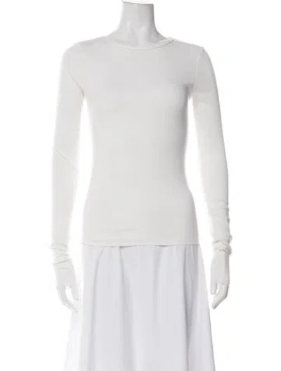 Pre-owned Éterne Crew Neck Long Sleeve Top In White