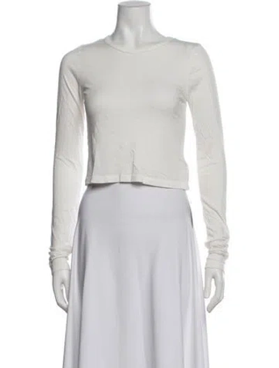 Pre-owned Éterne Crew Neck Long Sleeve Top In White