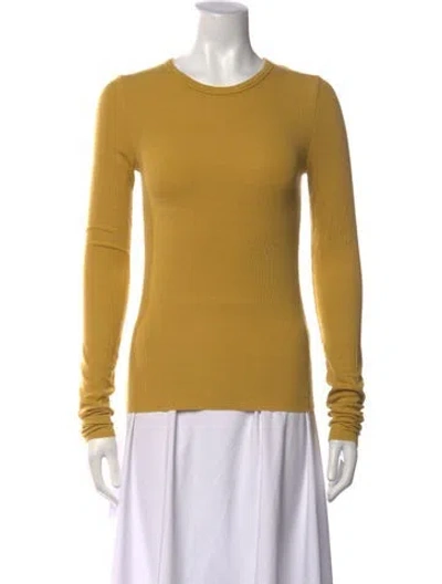 Pre-owned Éterne Crew Neck Long Sleeve Top In Yellow