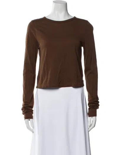 Pre-owned Éterne Crew Neck Long Sleeve T-shirt In Brown