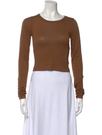Pre-owned Éterne Crew Neck Long Sleeve T-shirt In Brown