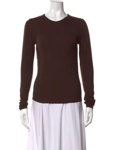 Pre-owned Éterne Crew Neck Long Sleeve T-shirt In Brown