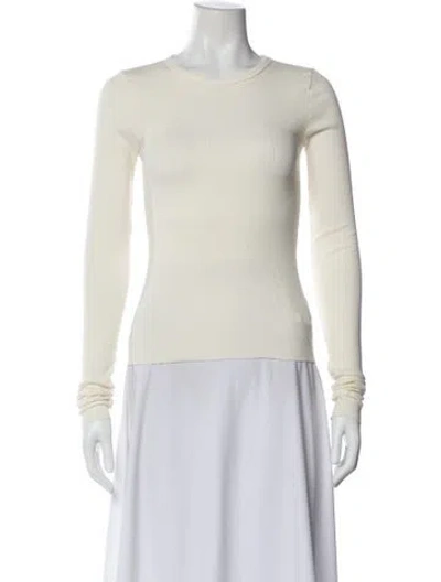 Pre-owned Éterne Crew Neck Long Sleeve T-shirt In White