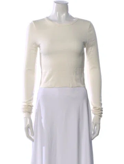 Pre-owned Éterne Crew Neck Long Sleeve T-shirt In White
