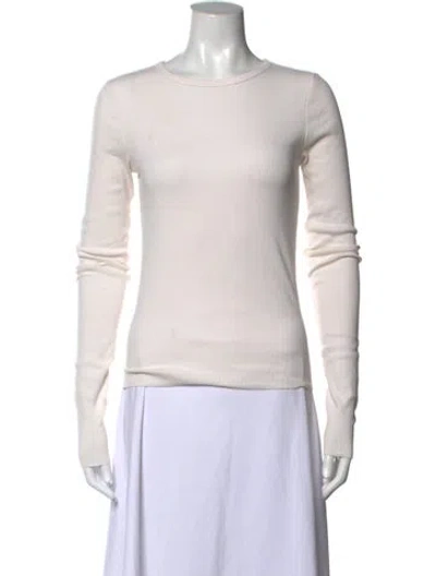 Pre-owned Éterne Crew Neck Long Sleeve T-shirt In White
