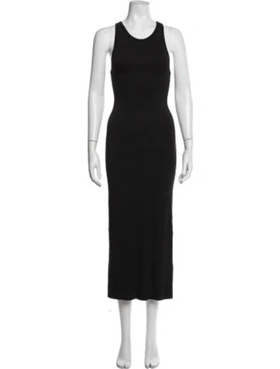 Pre-owned Éterne Crew Neck Midi Length Dress In Black/blue
