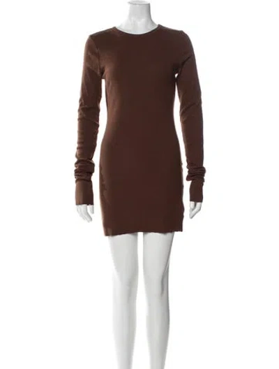 Pre-owned Éterne Crew Neck Mini Dress In Brown