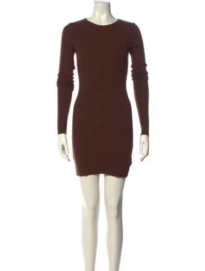 Pre-owned Éterne Crew Neck Mini Dress In Brown