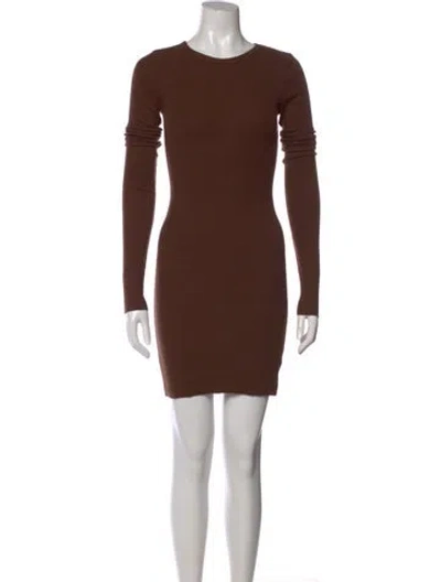 Pre-owned Éterne Crew Neck Mini Dress In Brown