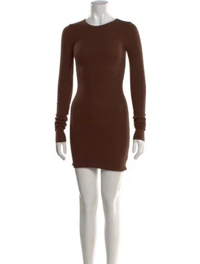 Pre-owned Éterne Crew Neck Mini Dress In Brown