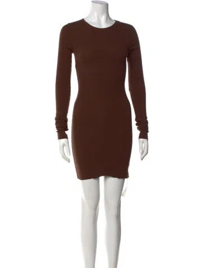 Pre-owned Éterne Crew Neck Mini Dress In Brown