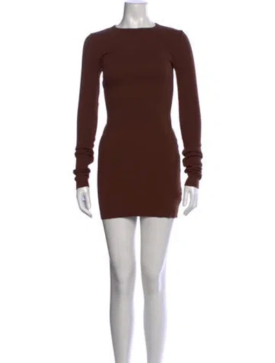 Pre-owned Éterne Crew Neck Mini Dress In Brown