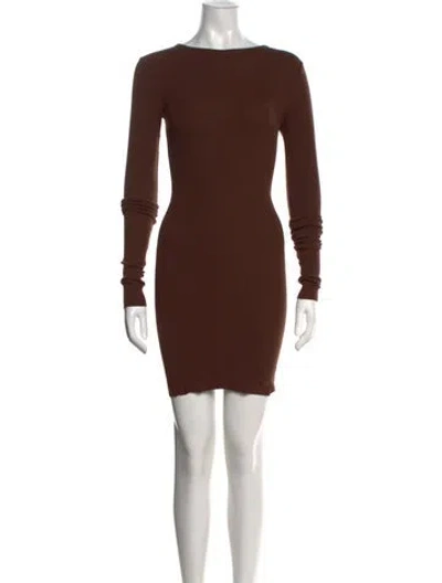 Pre-owned Éterne Crew Neck Mini Dress In Brown