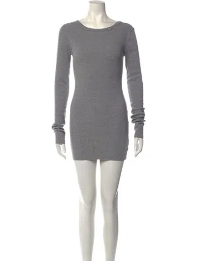 Pre-owned Éterne Crew Neck Mini Dress In Grey