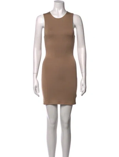 Pre-owned Éterne Crew Neck Mini Dress In Neutrals