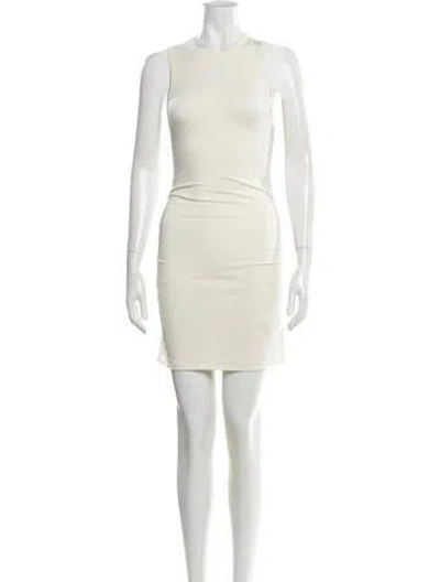 Pre-owned Éterne Crew Neck Mini Dress In White