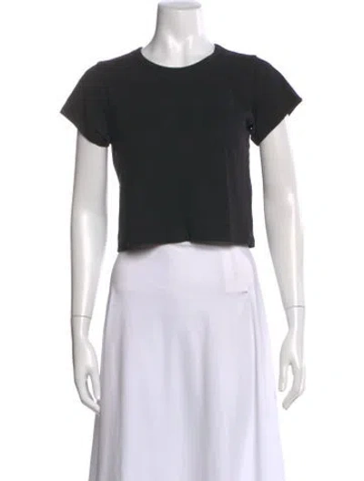 Pre-owned Éterne Crew Neck Short Sleeve Crop Top In Black
