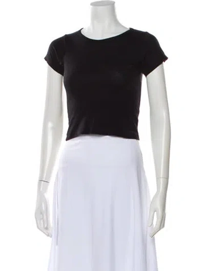 Pre-owned Éterne Crew Neck Short Sleeve Crop Top In Black