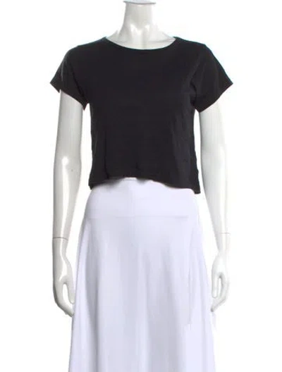 Pre-owned Éterne Crew Neck Short Sleeve Crop Top In Black