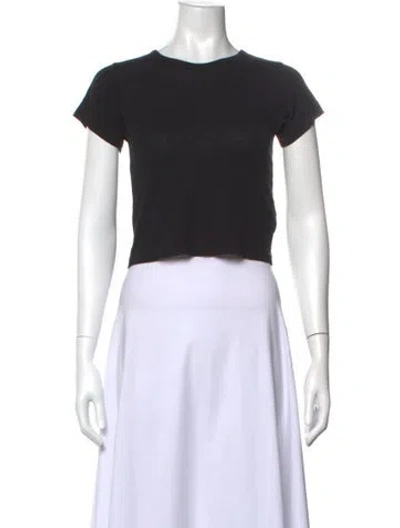 Pre-owned Éterne Crew Neck Short Sleeve Crop Top In Black