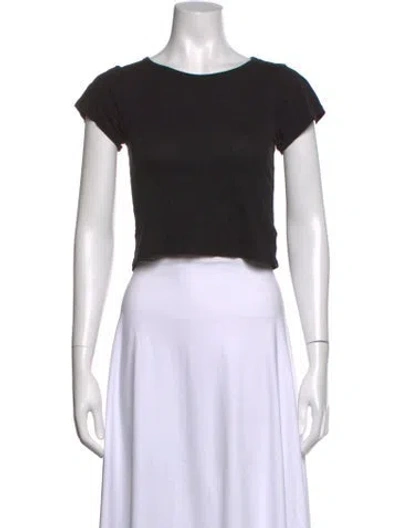 Pre-owned Éterne Crew Neck Short Sleeve Crop Top In Black