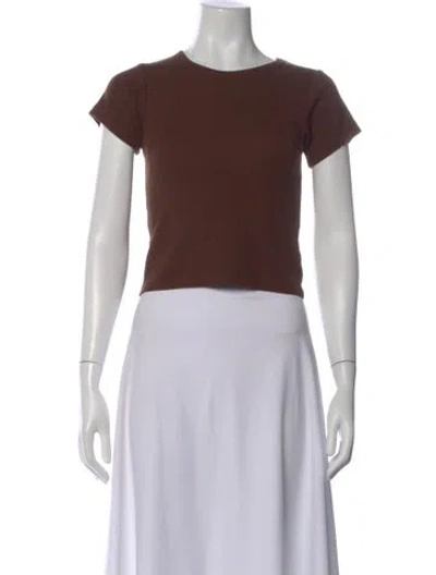 Pre-owned Éterne Crew Neck Short Sleeve Crop Top In Brown