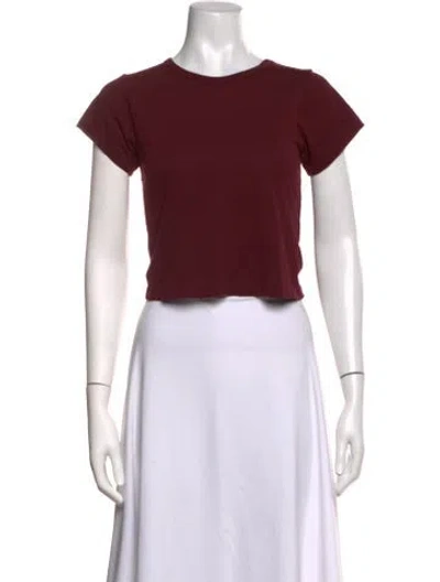 Pre-owned Éterne Crew Neck Short Sleeve Crop Top In Burgundy